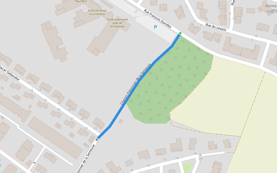 Chemin Piétonnier de la Semeuse walking route map in L'Isle-Jourdain