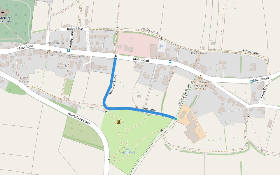 Ash Tree Lane walking route map in Taddington