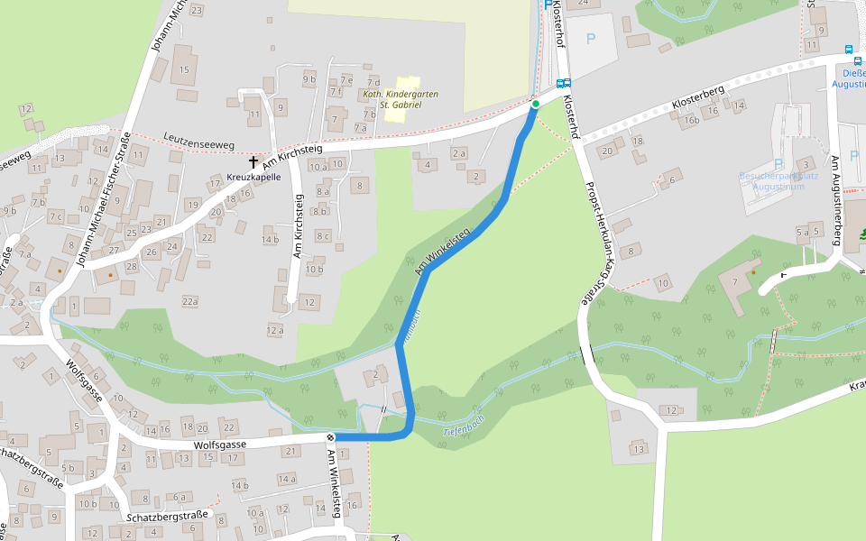 Am Winkelsteg walking route map in Dießen am Ammersee