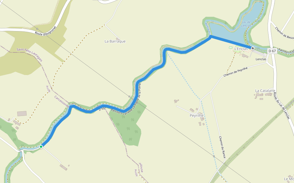 Parcours Cyclable La Rigole de la Plaine walking route map in Les Casses