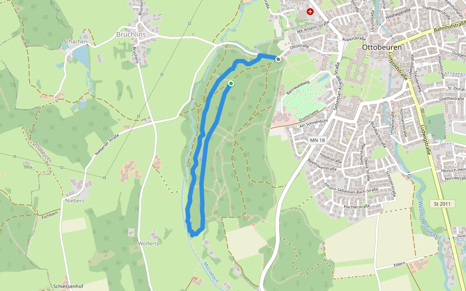Terrainweg I walking route map in Ottobeuren