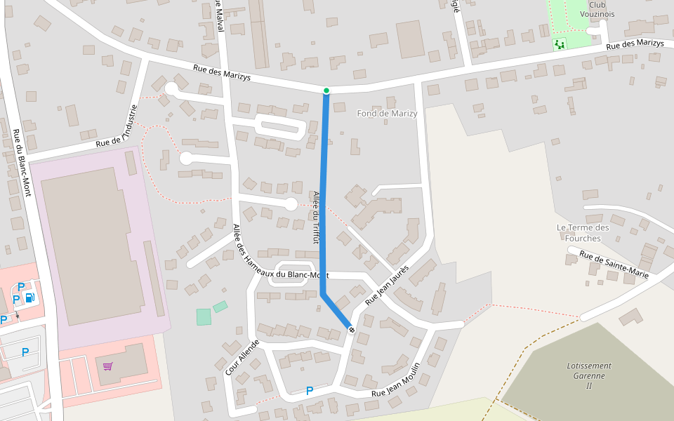 Allée du Triffût walking route map in Vouziers