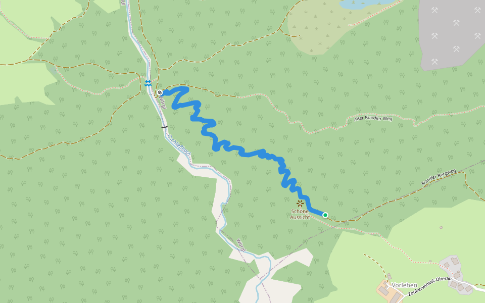 Kundler Bergweg walking route map in Oberau