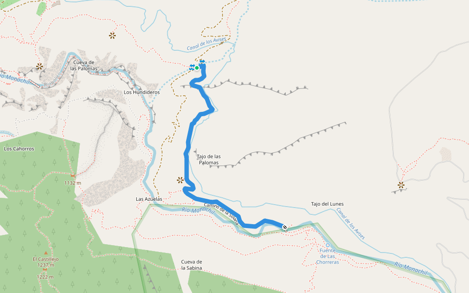 Camino de la Solana walking route map in Monachil