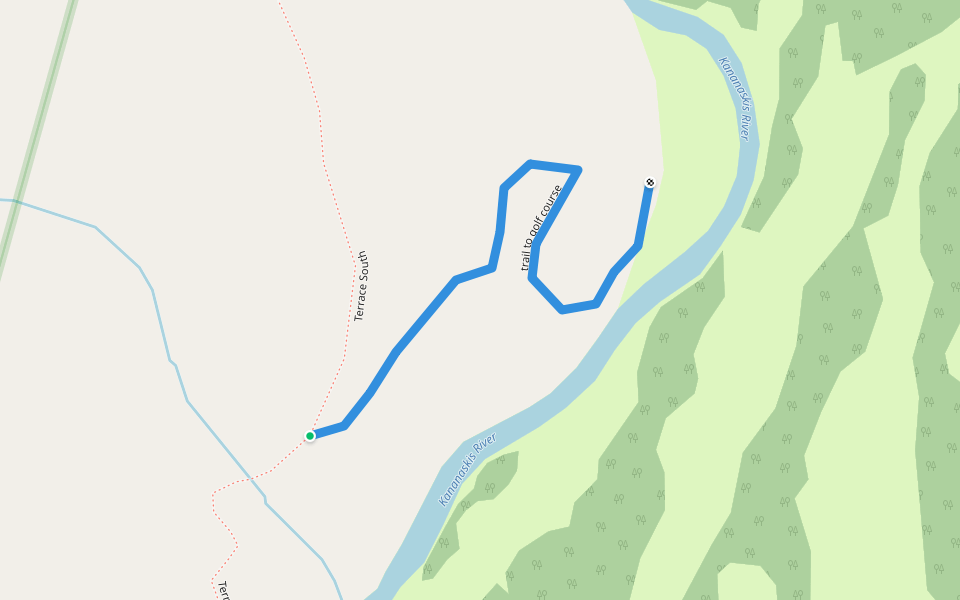 trail to golf course walking route map in Lac des Arcs