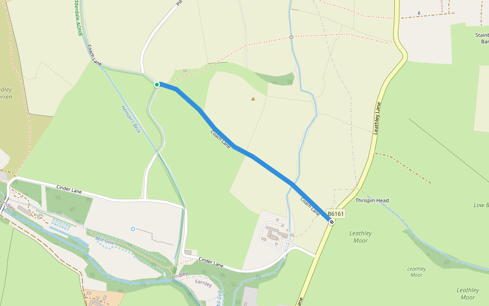 Coach Lane walking route map in Lindley