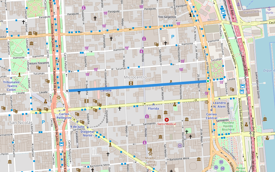Lavalle walking route map in San Nicolas