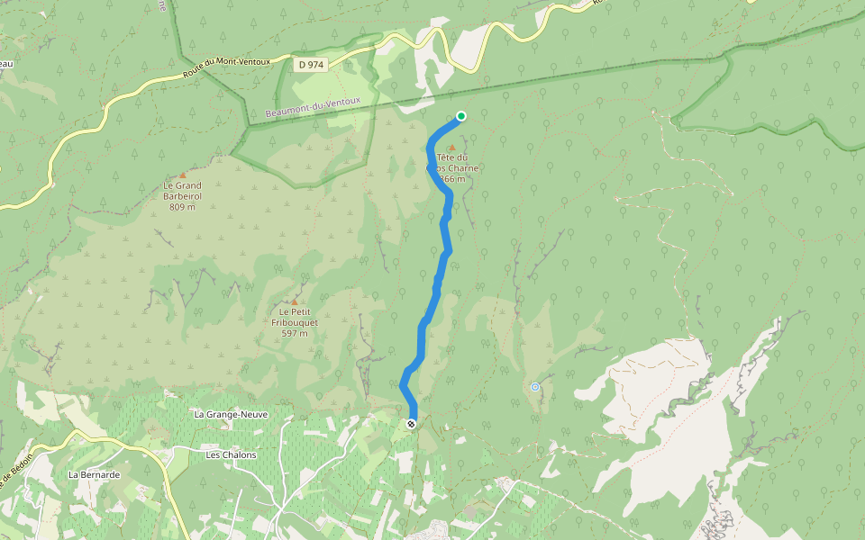 Collet du Pierravon walking route map in Bédoin