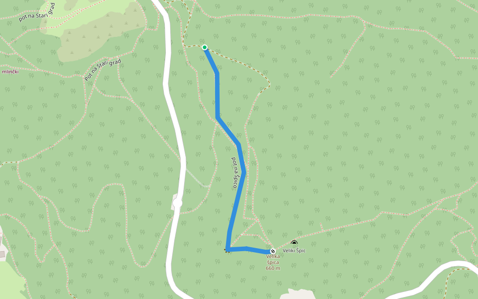 pot na Špico walking route map in Kamnik