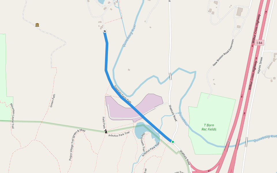 Freeman Farm Path walking route map in Sturbridge