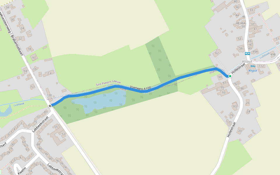 Voetweg A100 walking route map in Halle