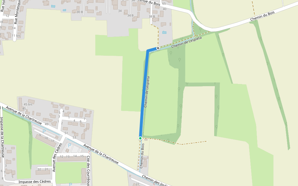 Chemin de Lespieta walking route map in Aureilhan