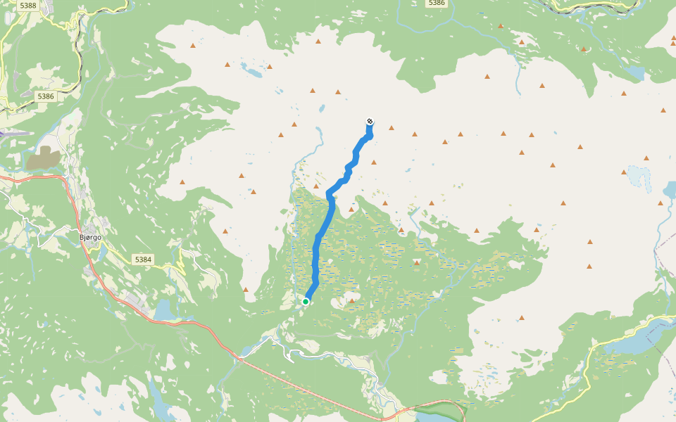 Skaftedal Horndalsnuten walking route map in Nesheim