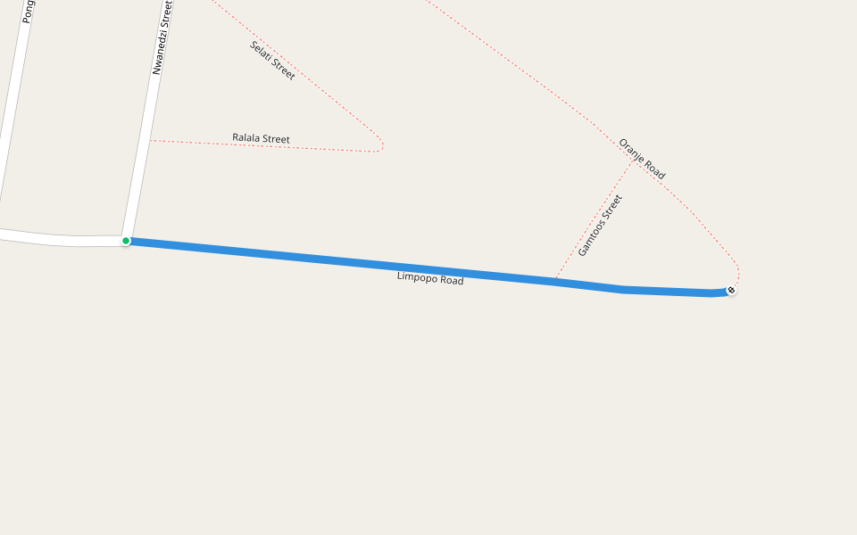 Limpopo Road walking route map in Klerksdorp