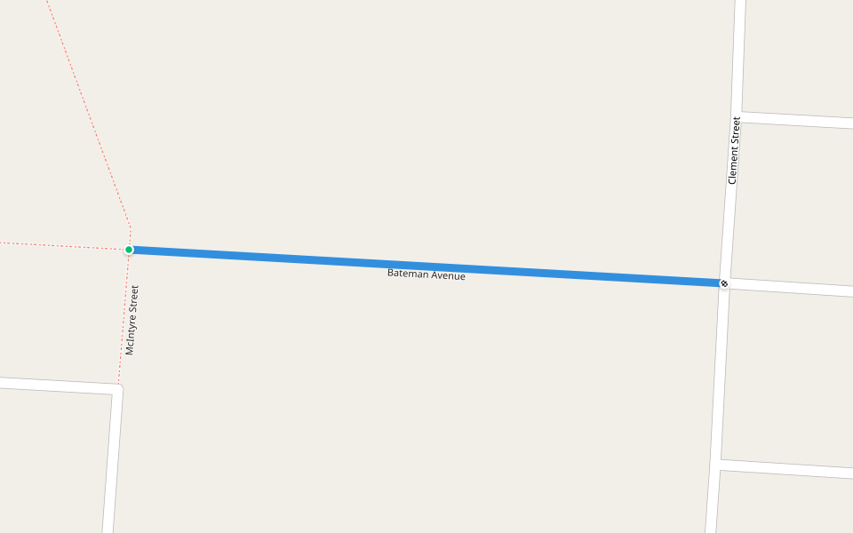 Bateman Avenue walking route map in Klerksdorp