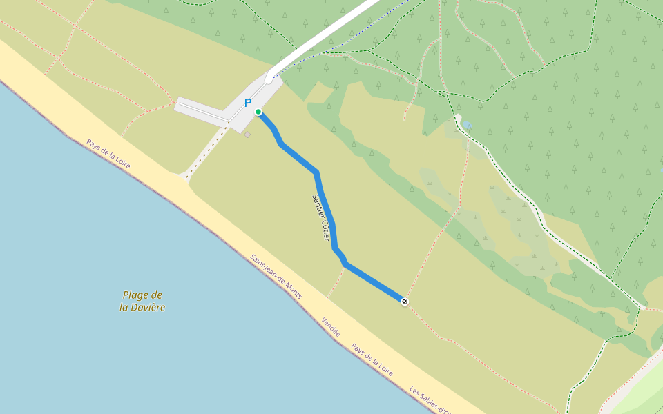 Sentier Côtier walking route map in Saint-Jean-de-Monts