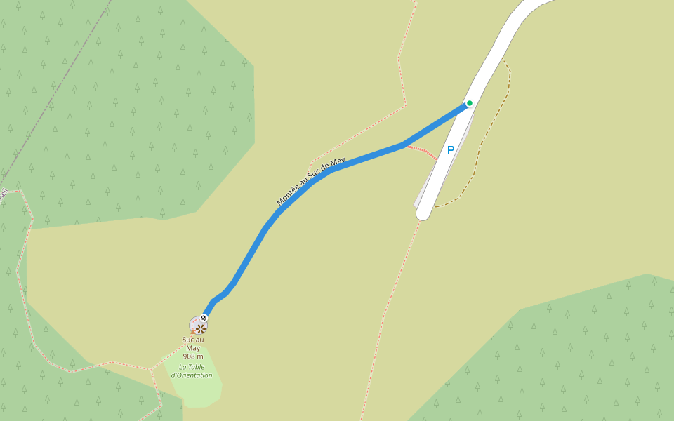 Montée au Suc de May walking route map in Chaumeil