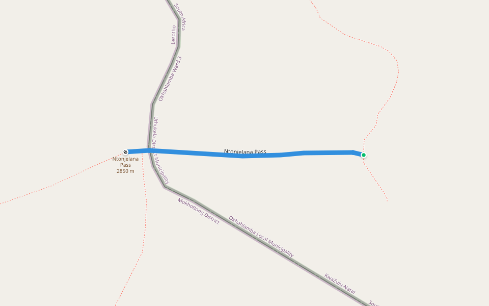 Ntonjelana Pass walking route map in Kokwane
