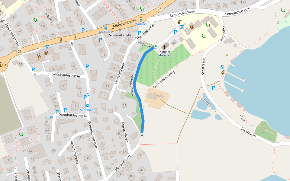 Mariazellweg walking route map in Sursee