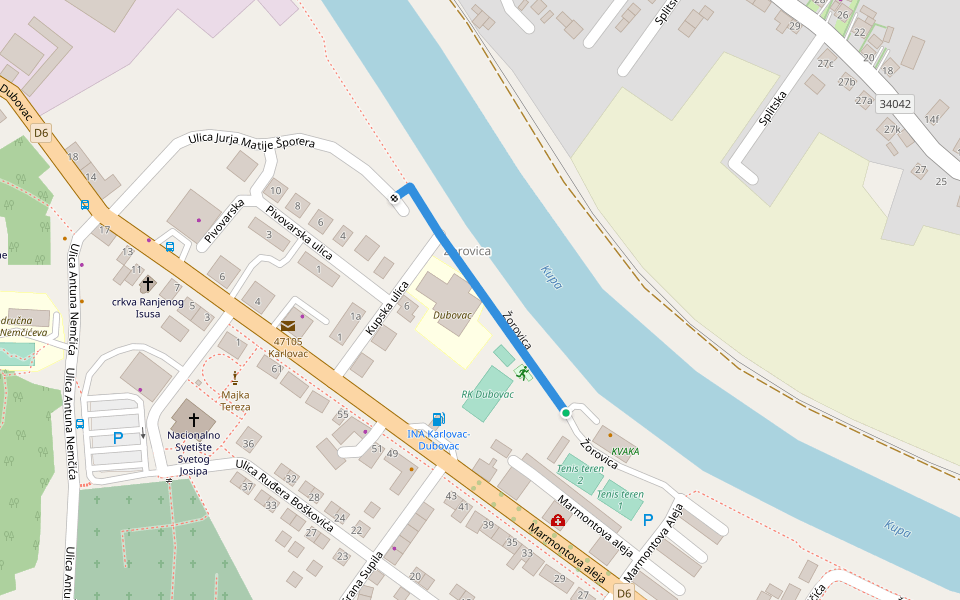 Žorovica walking route map in Ogulin