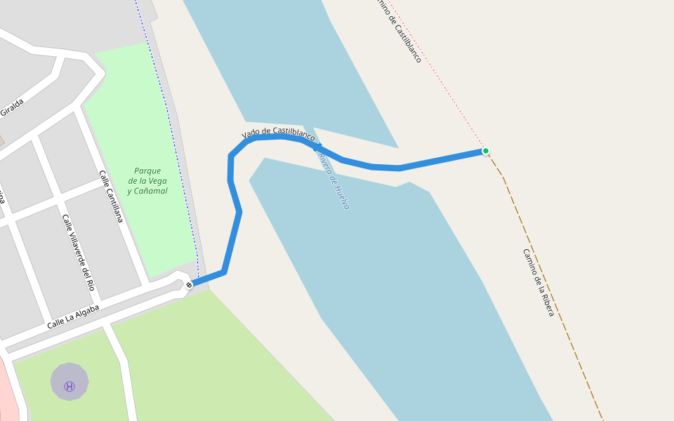 Vado de Castilblanco walking route map in Guillena