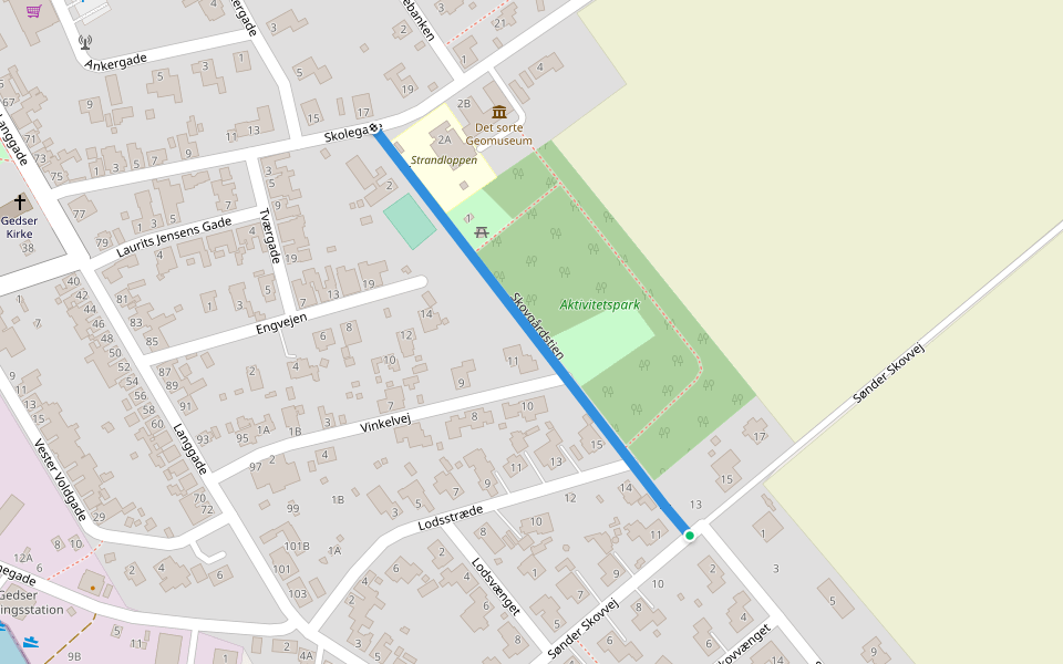 Skovgårdstien walking route map in Gedser
