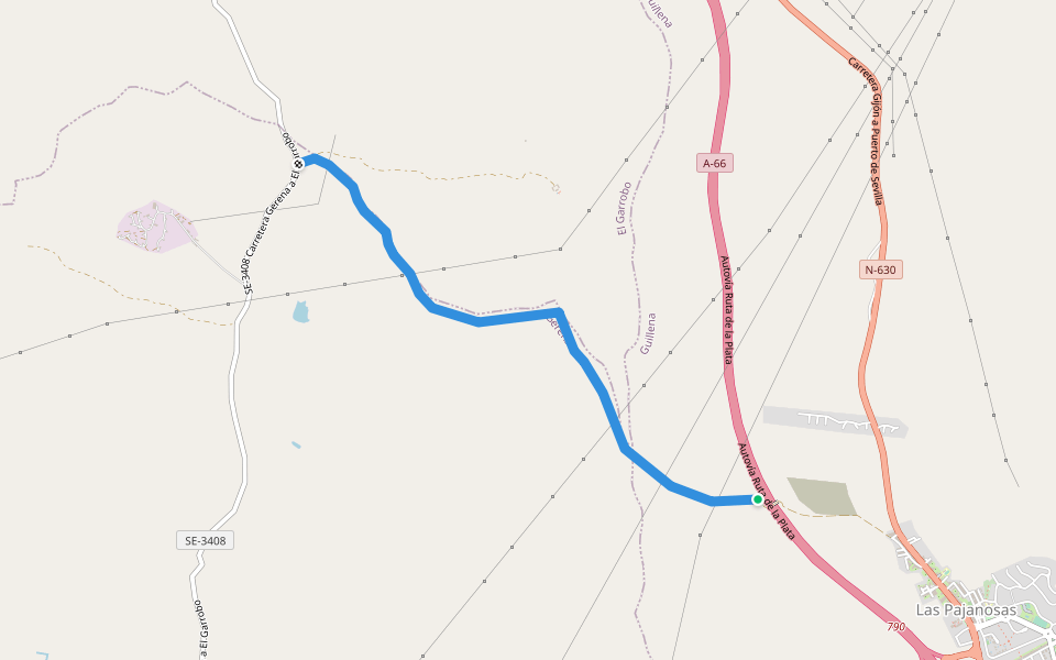 Trialera El Garrobo-Las Pajanosas walking route map in El Garrobo