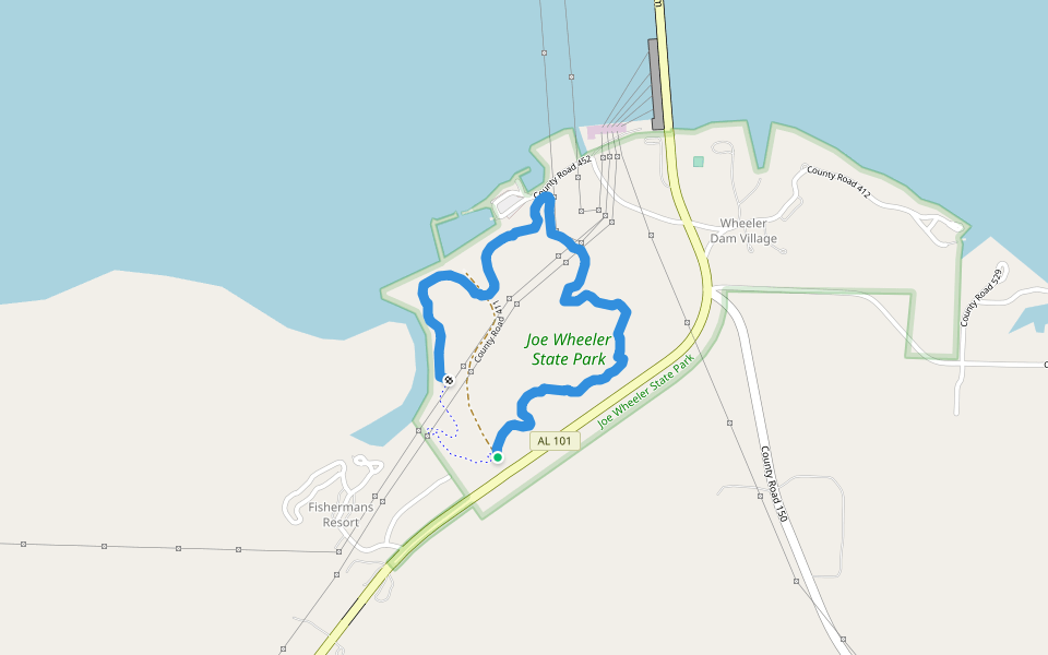 Joe Wheeler State Park Multi-Use Trail walking route map in Town Creek