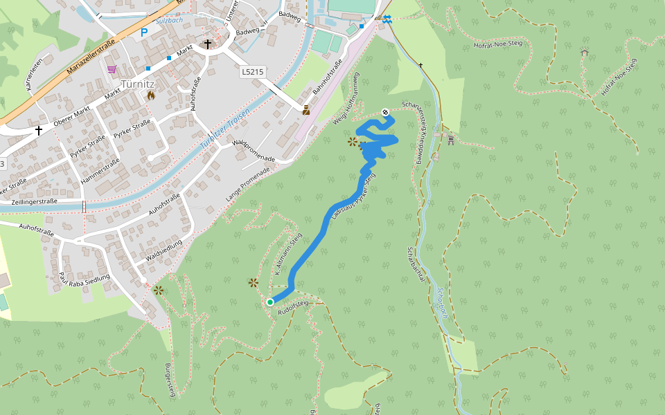 Ladislaus-Pyrker-Steig walking route map in Türnitz