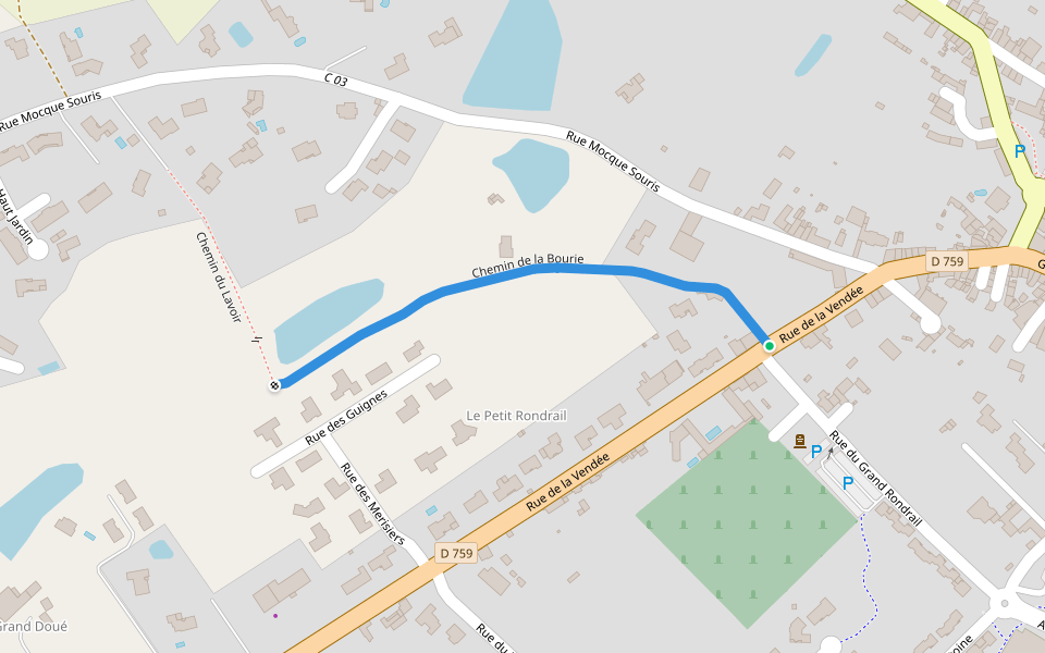 Chemin de la Bourie walking route map in Nueil-les-Aubiers