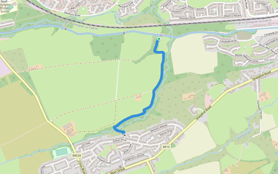 Old Drove Road walking route map in Redding