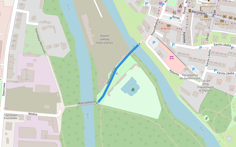 Niepodległości walking route map in Żagań