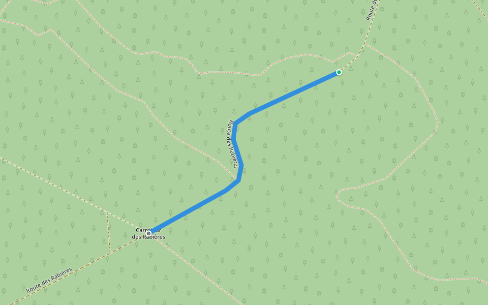 Route des Rabières walking route map in Poigny-la-Forêt