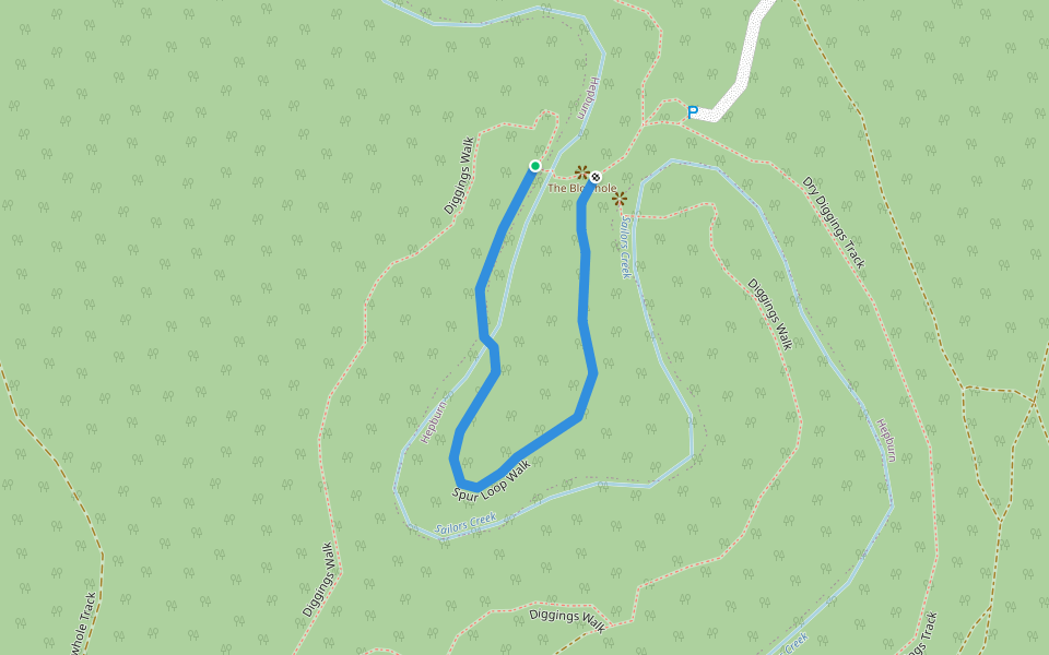 Spur Loop Walk walking route map in Hepburn