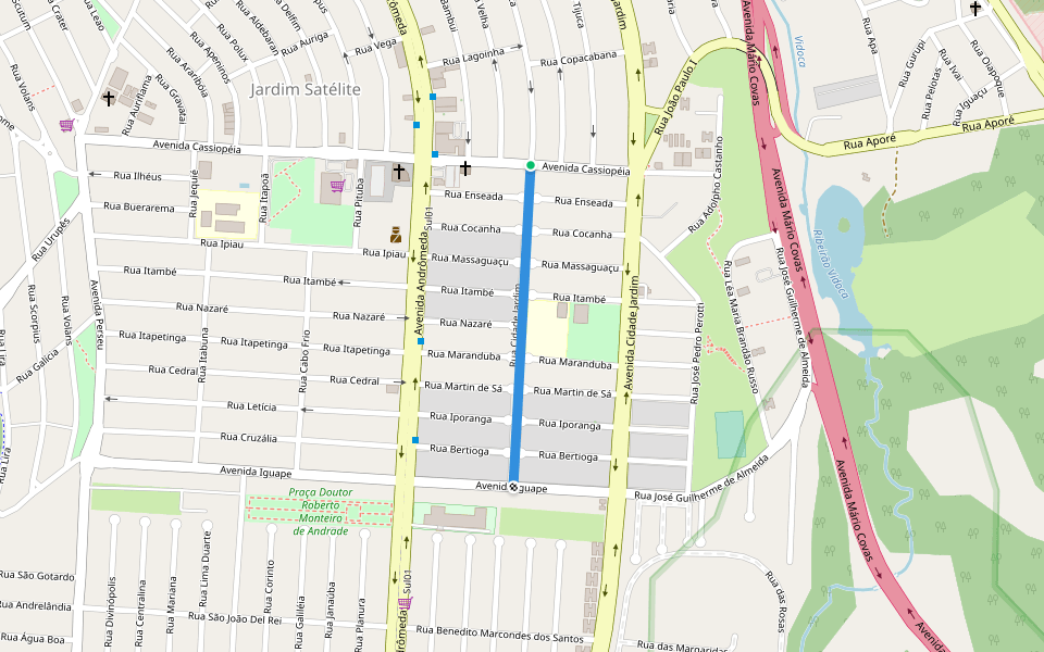 Rua Cidade Jardim walking route map in São José dos Campos