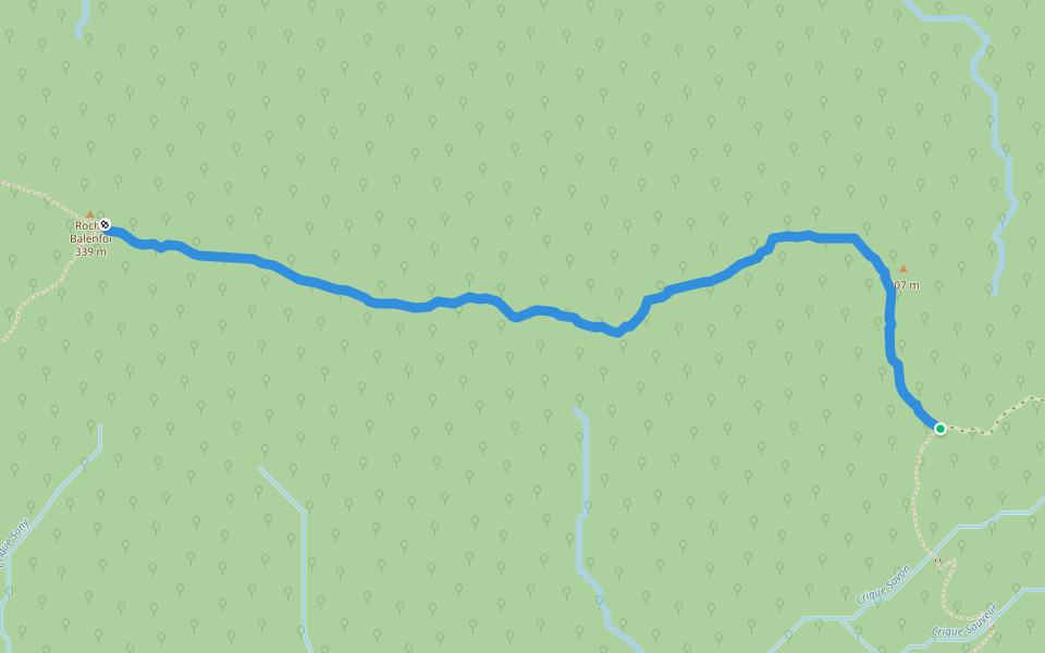 Sentier de Roche Balenfoi walking route map in Saul