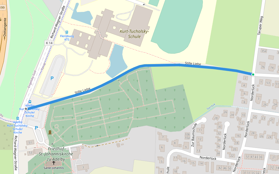 Stille Liebe walking route map in Flensburg