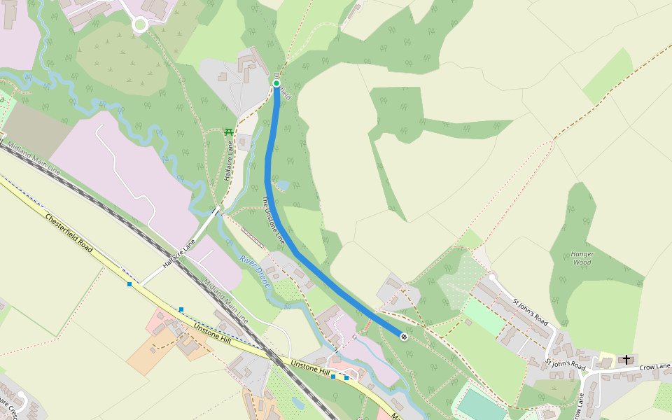 The Unstone Line walking route map in Unstone