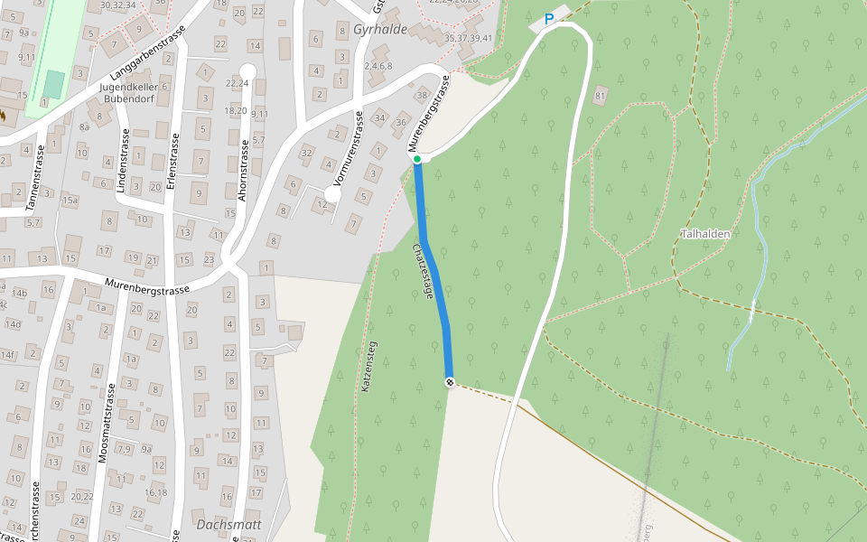 Chatzestäge walking route map in Bubendorf