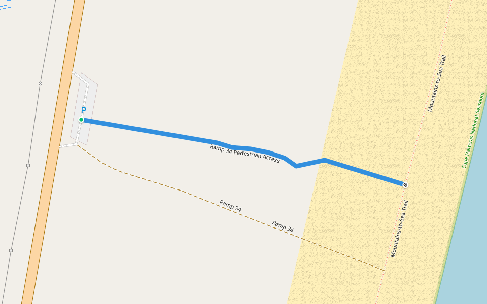 Ramp 34 Pedestrian Access walking route map in Avon