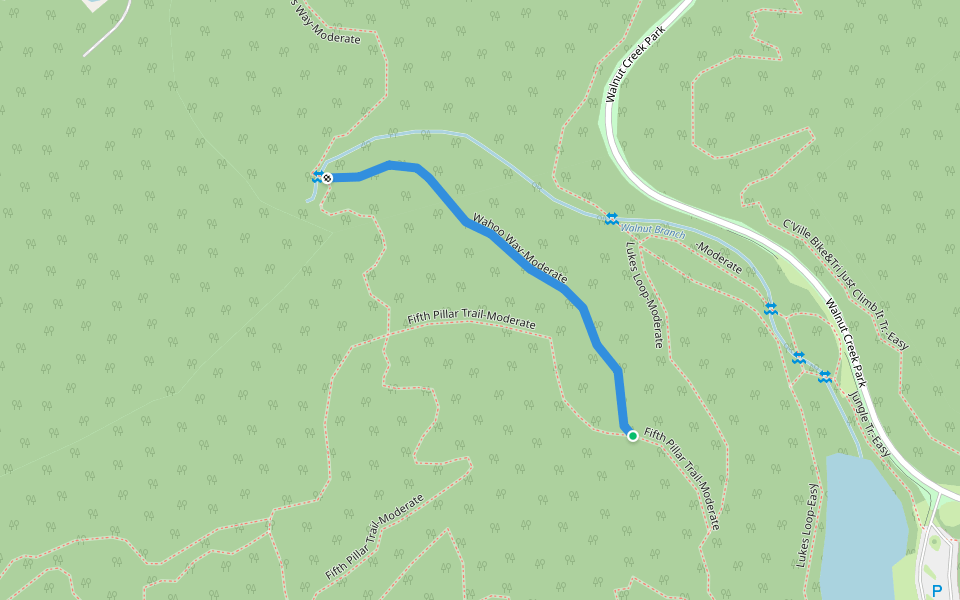 Wahoo Way-Moderate walking route map in North Garden
