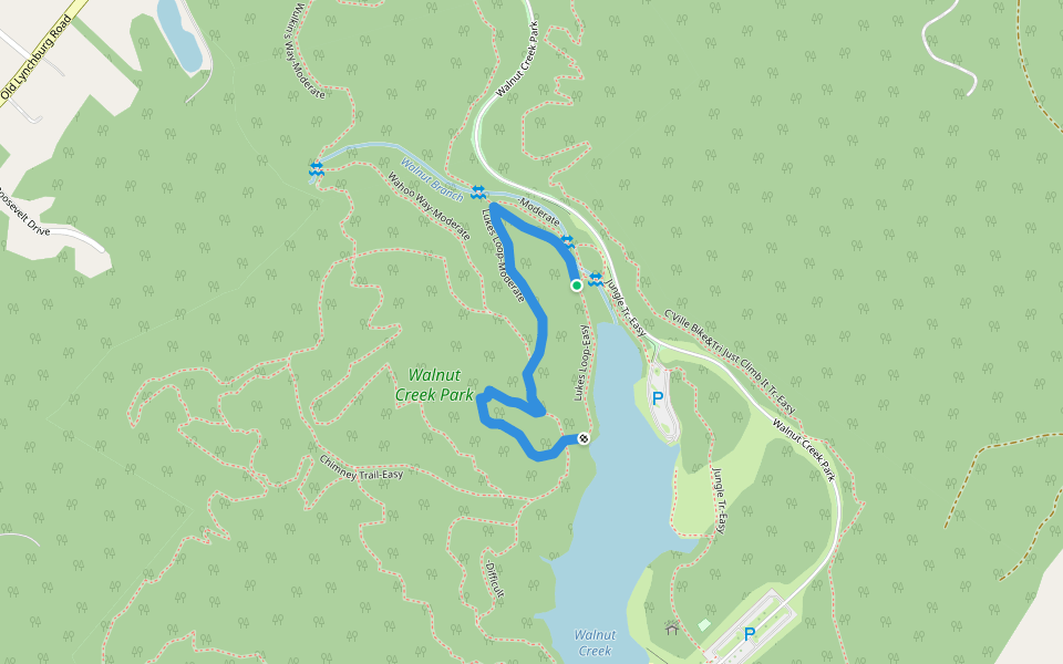 Lukes Loop-Moderate walking route map in North Garden