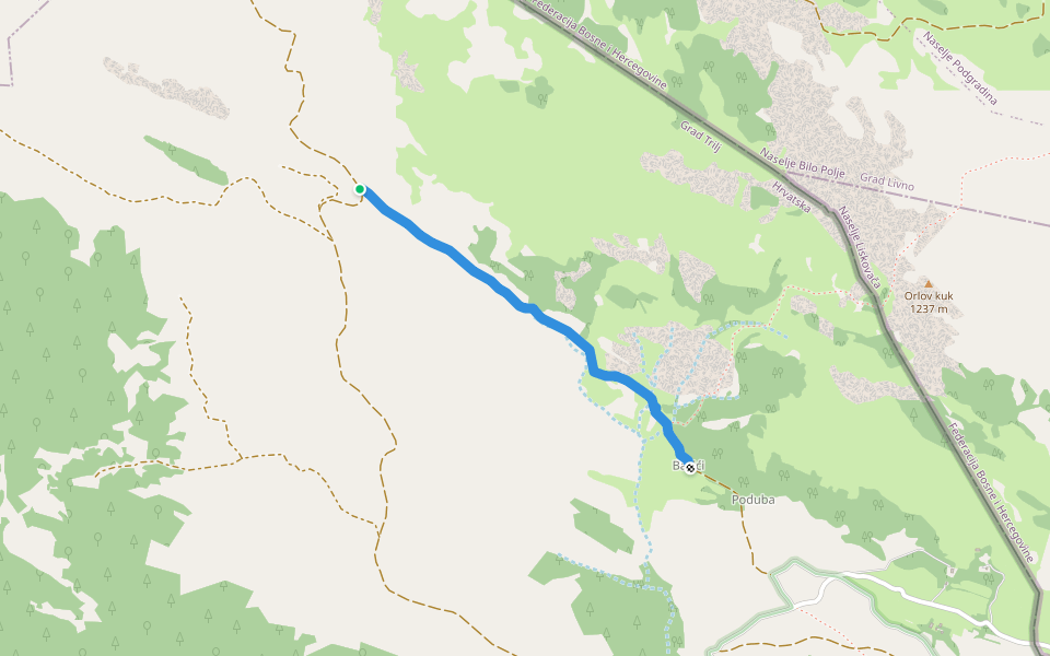 planinski put na Žlabinu walking route map in Voštane