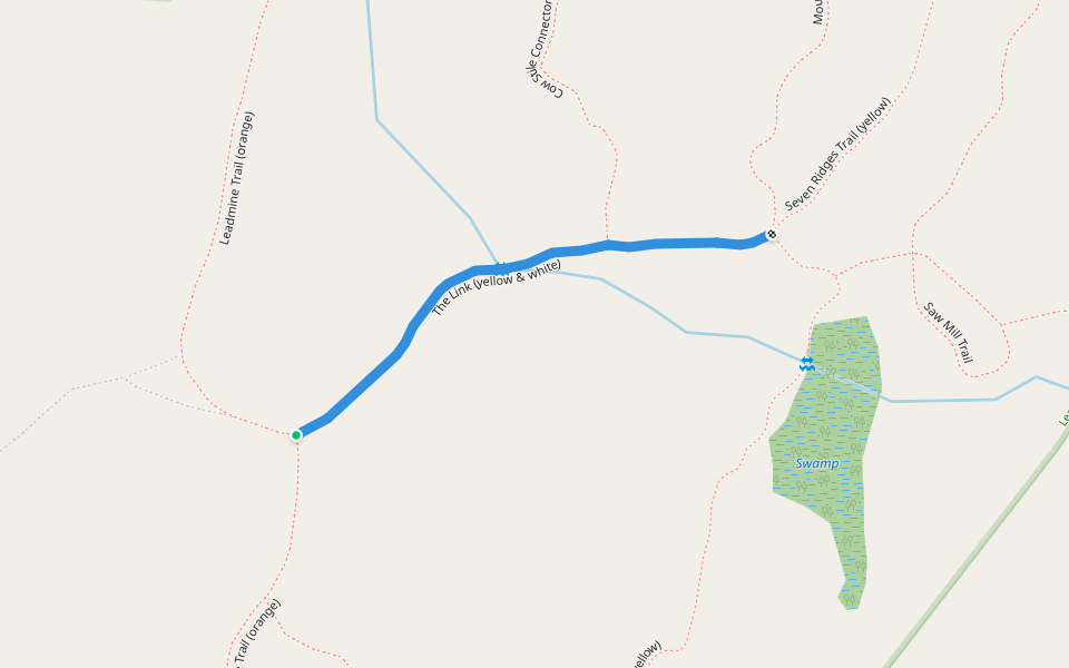 The Link (yellow & white) walking route map in Sturbridge