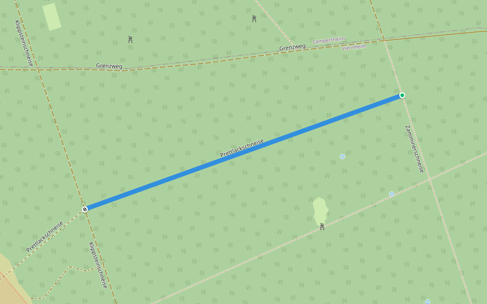 Prettlackschneise walking route map in Viernheim