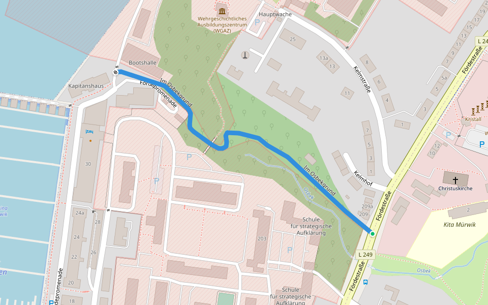 Im Osbekgrund walking route map in Flensburg