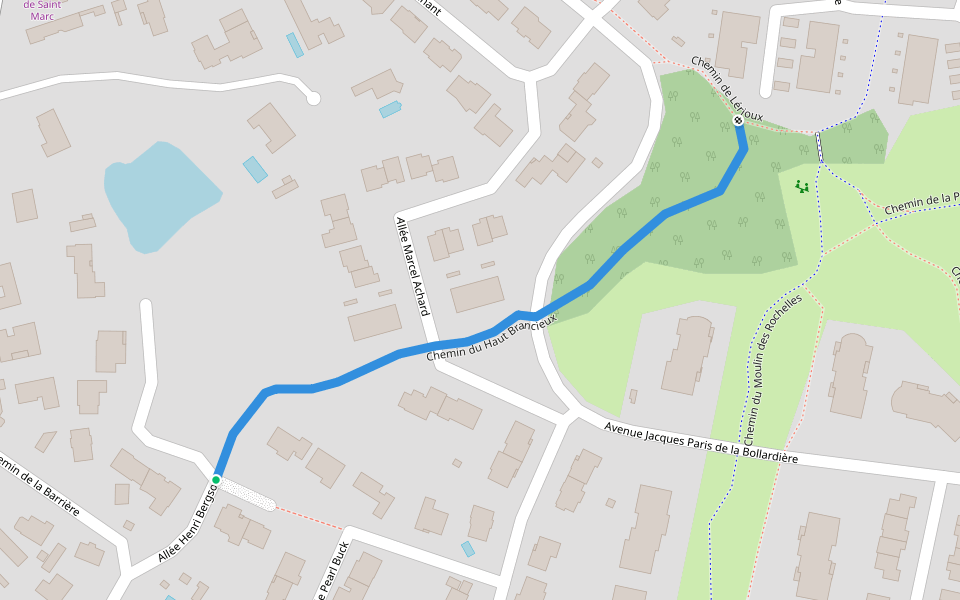 Chemin du Haut Brancieux walking route map in Saint-Nazaire