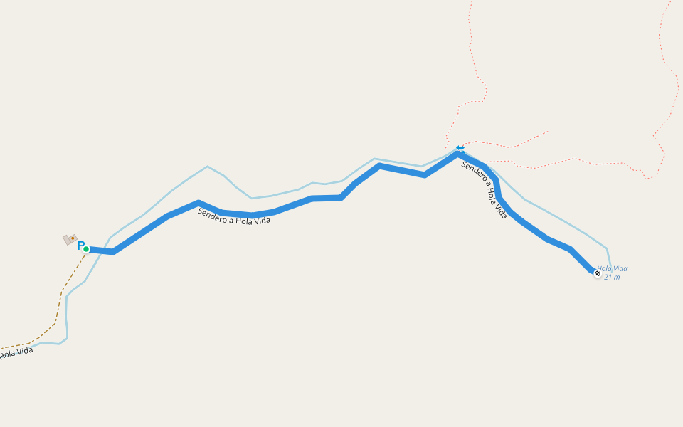Sendero a Hola Vida walking route map in Teniente Hugo Ortiz
