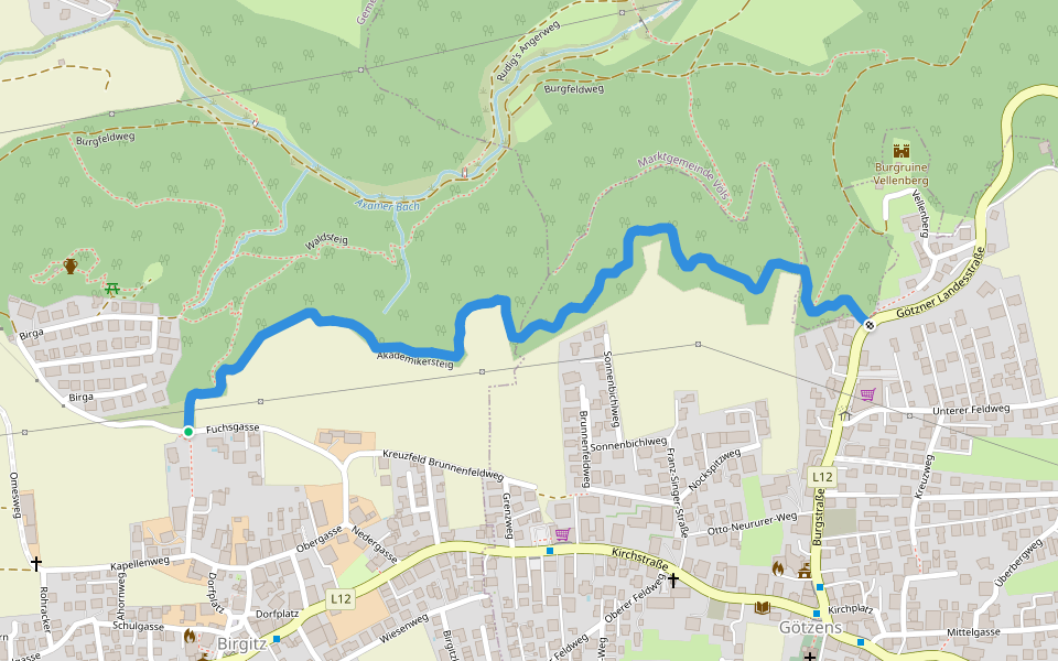 Akademikersteig walking route map in Birgitz