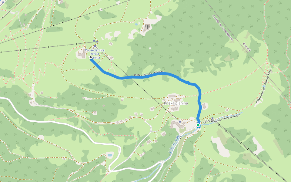 Kriška planina - Krvavec walking route map in Ambrož pod Krvavcem
